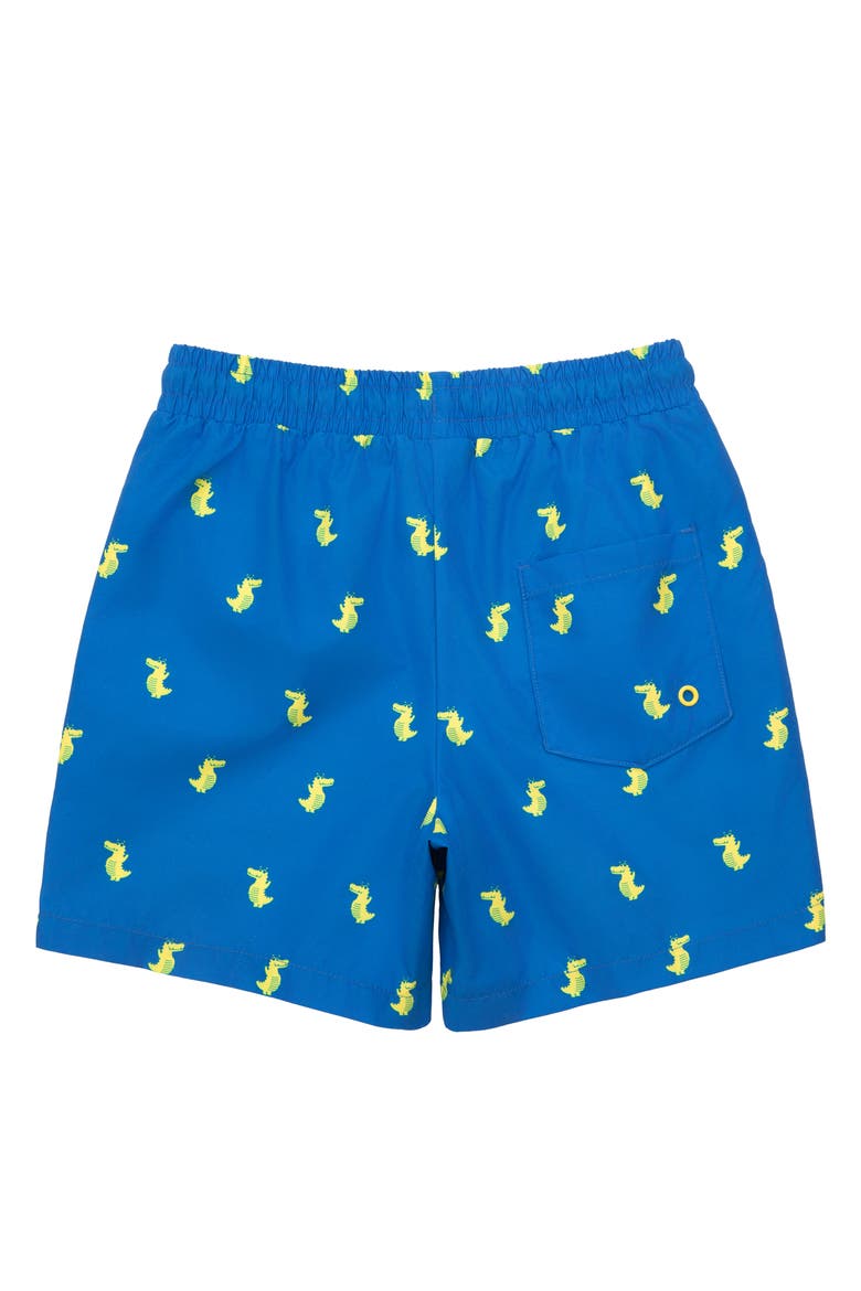 Kids' Print Swim Trunks with Compression Liner UPF 50+, Alternate, color, Blue Crocodile Print