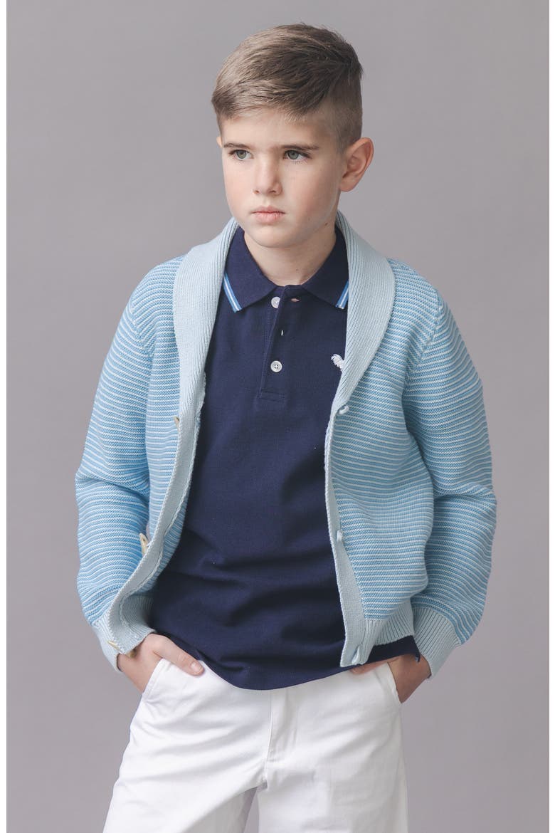 Kids' Organic Shawl Collar Cardigan Sweater, Alternate, color, Bluebell