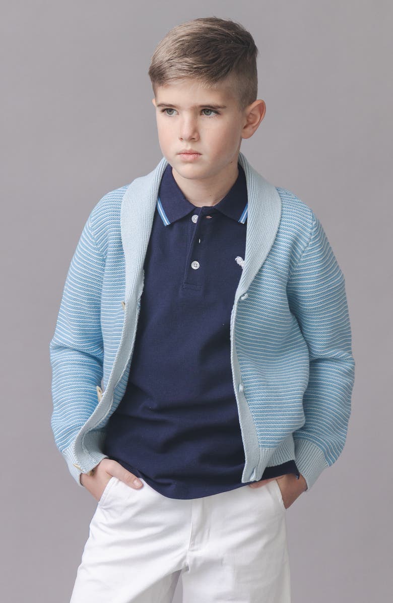 Hope & Henry Kids' Organic Shawl Collar Cardigan Sweater, Alternate, color, Bluebell