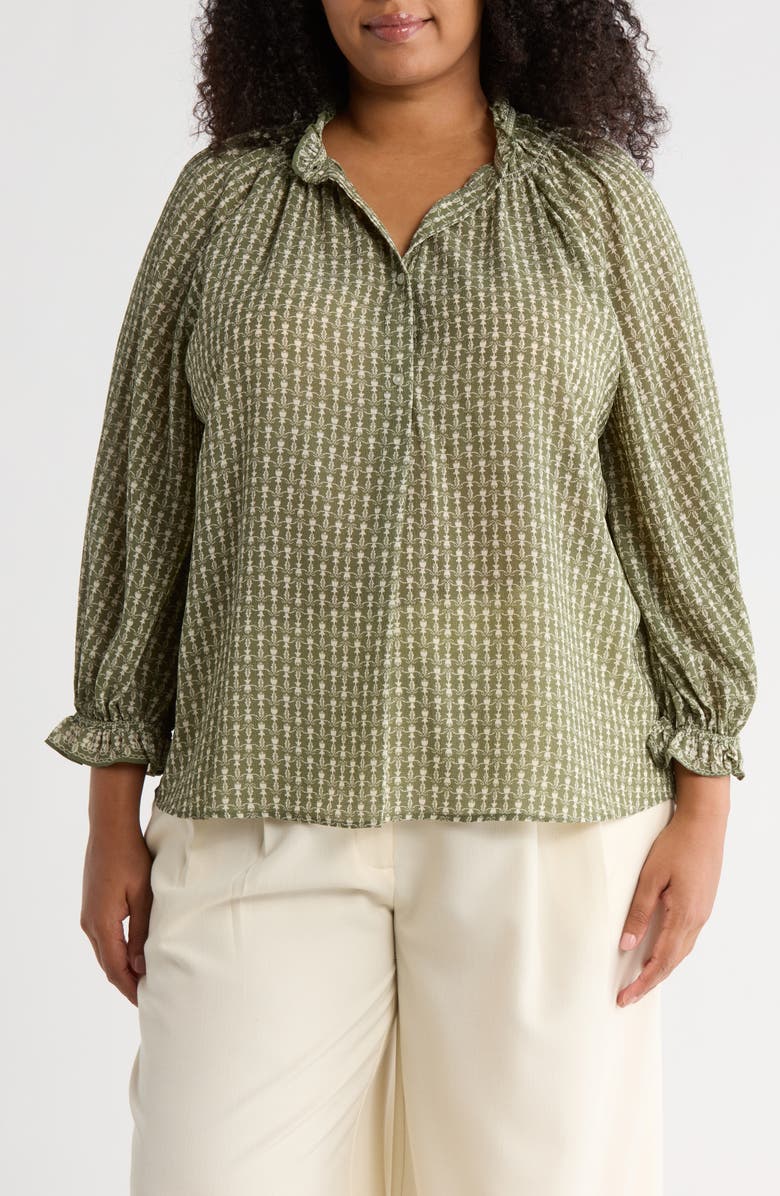 MAX STUDIO Ruffle Top, Main, color, Sage Bulb Vines