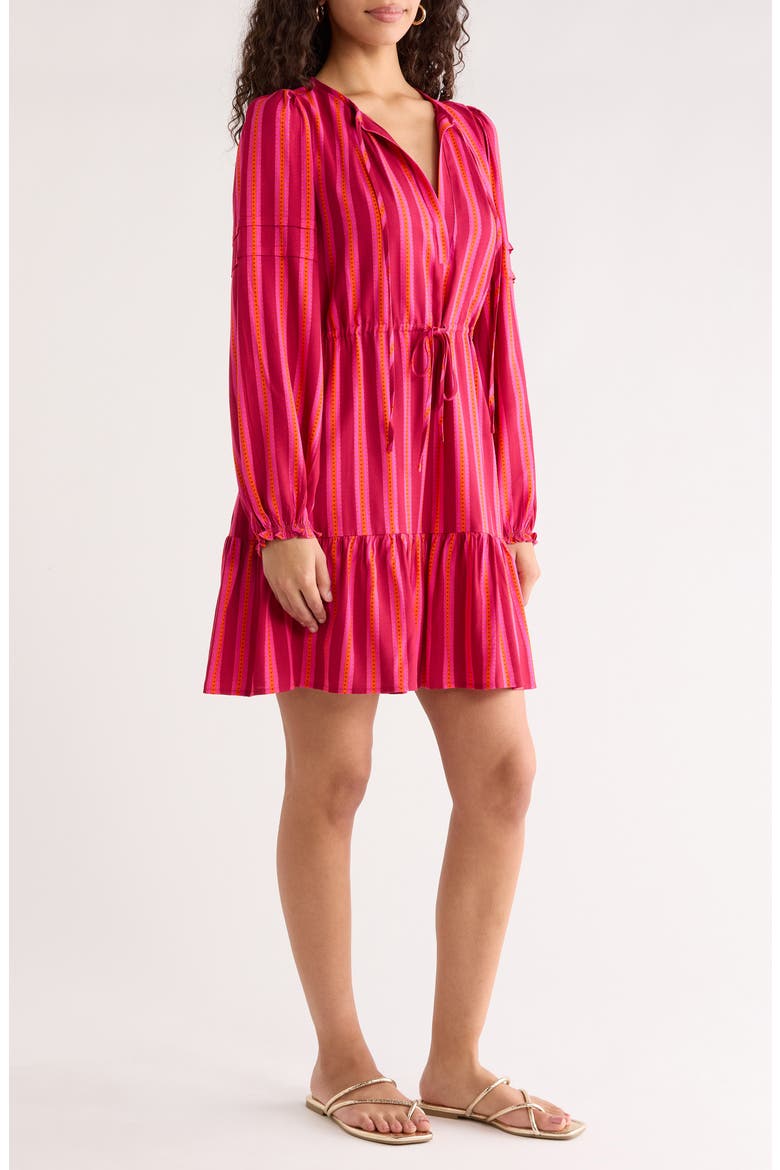 Clarisa Stripes Lomie Long Sleeve Minidress, Alternate, color, FUCHSIA-ORANGE