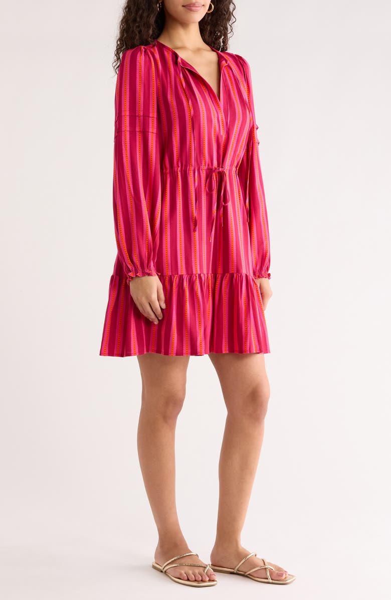 SUGARLIPS Clarisa Stripes Lomie Long Sleeve Minidress, Alternate, color, Fuchsia-Orange