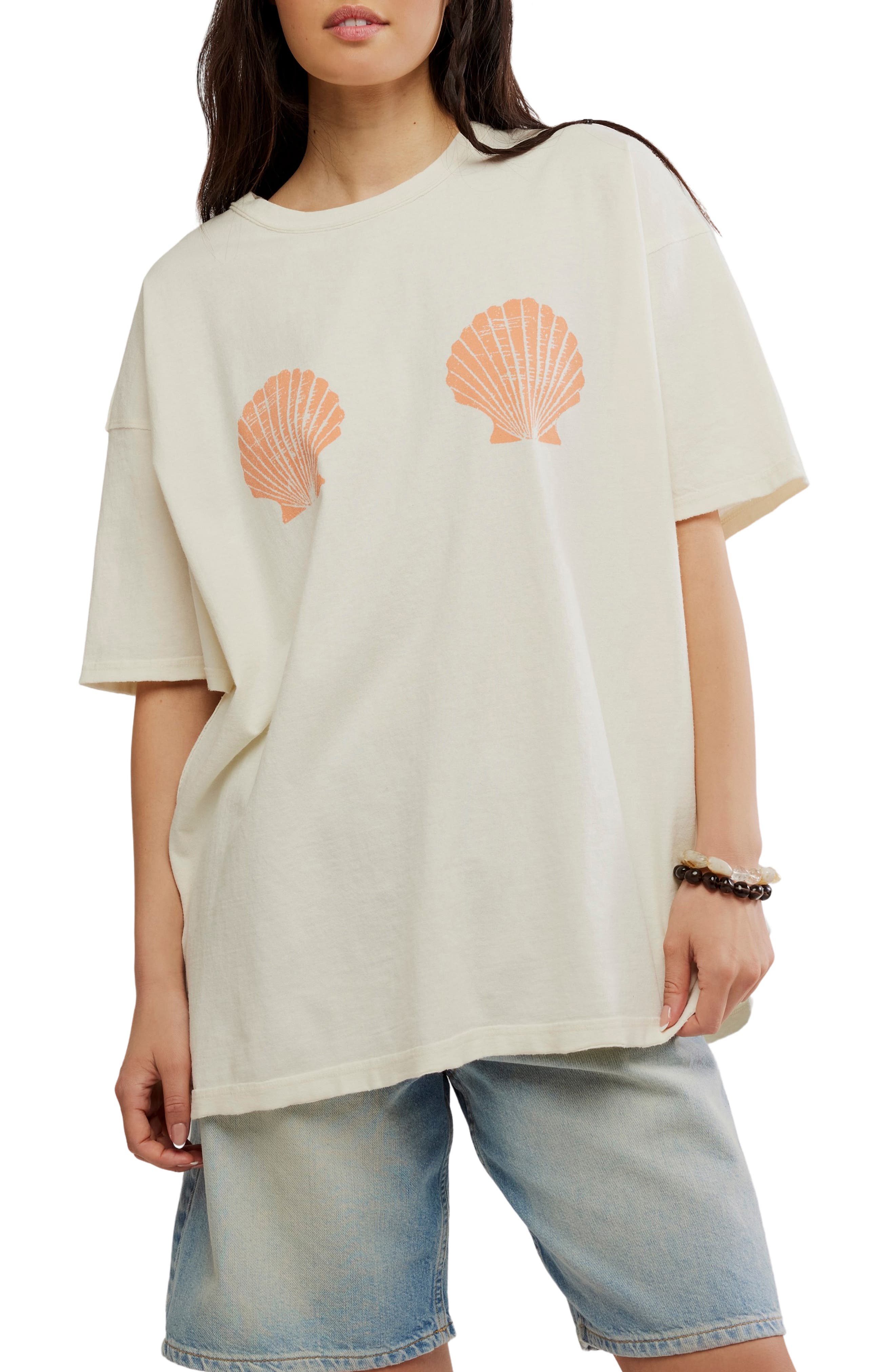 Free People Shell Oversize Cotton Graphic T-Shirt
