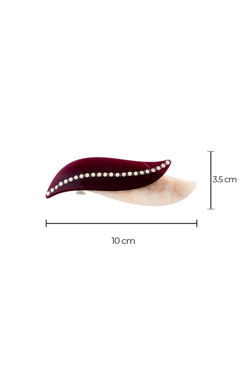 Rhinestone Accented Double Wave Hair Barette, Alternate, color, Purple