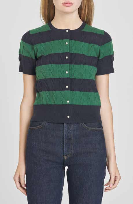 WAYF Lucille Stripe Cable Cardigan