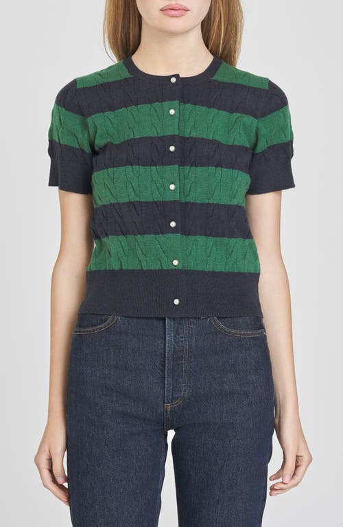 Wayf Lucille Stripe Cable Cardigan In Gray
