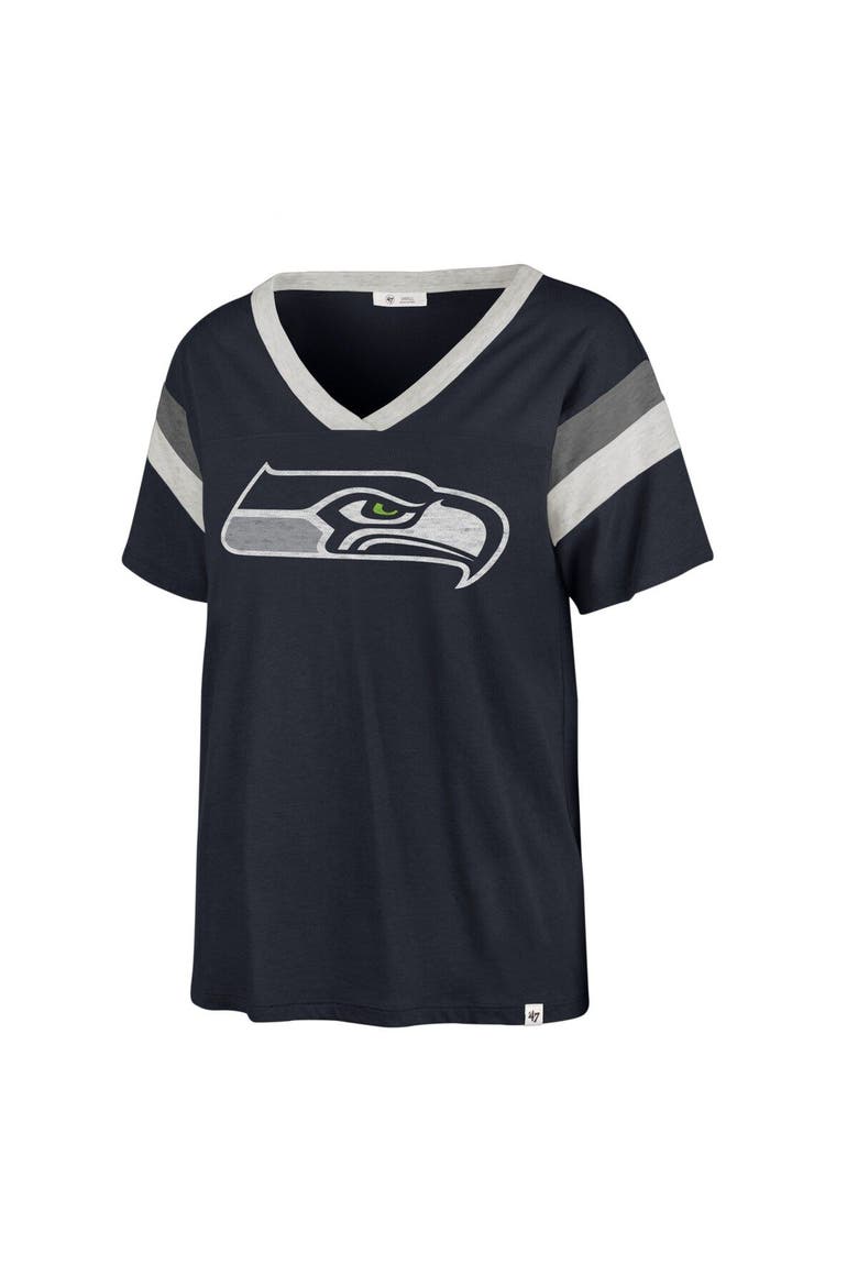 Women's '47 Navy Seattle Seahawks Phoenix V-Neck T-Shirt, Main, color, Navy