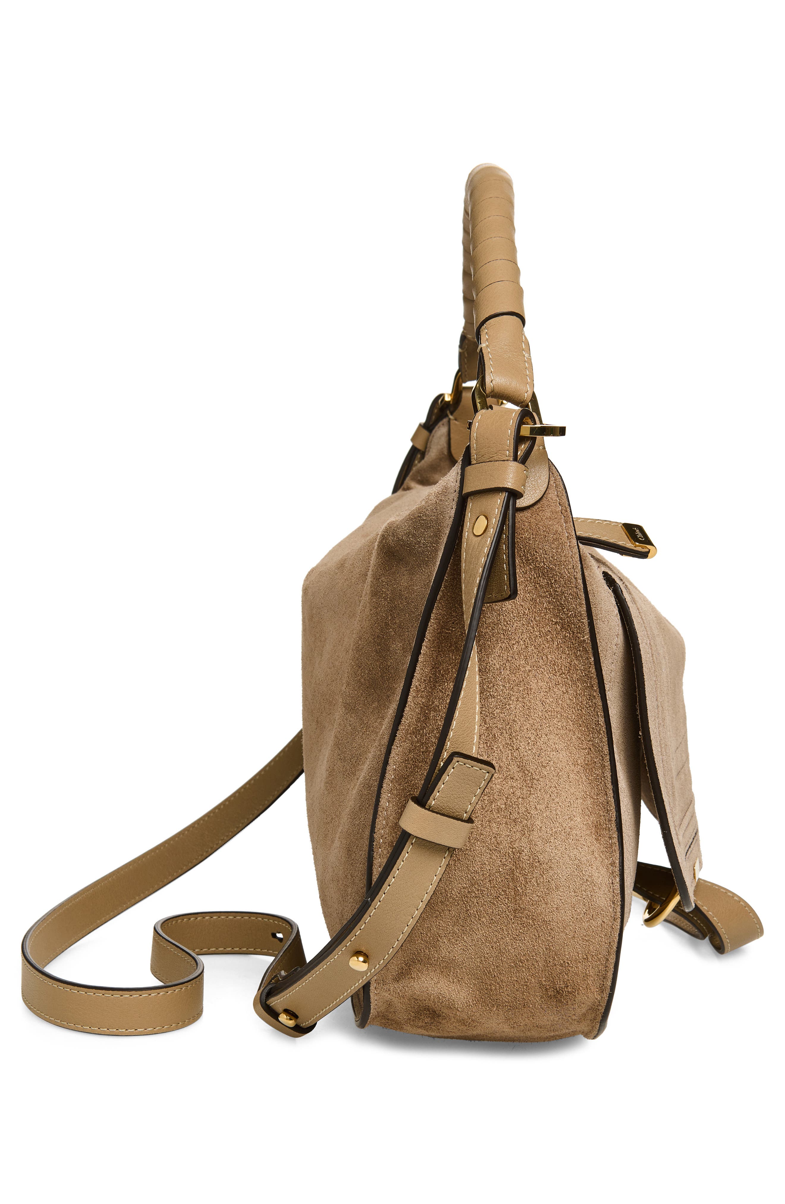 Chloé Small Marcie Suede Shoulder Bag, Alternate, color, Boyish Brown
