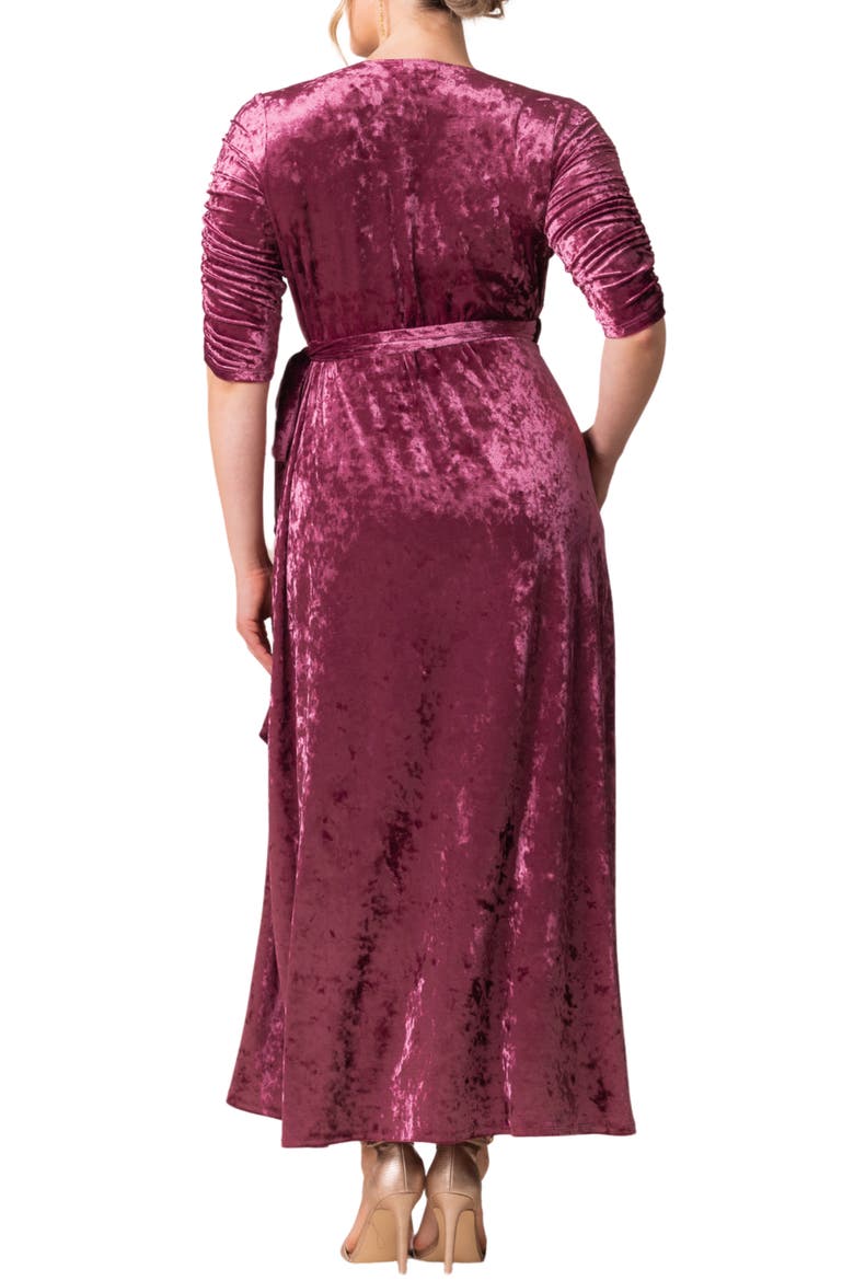Cara Crushed Velvet Wrap Gown, Alternate, color, SUGAR PLUM