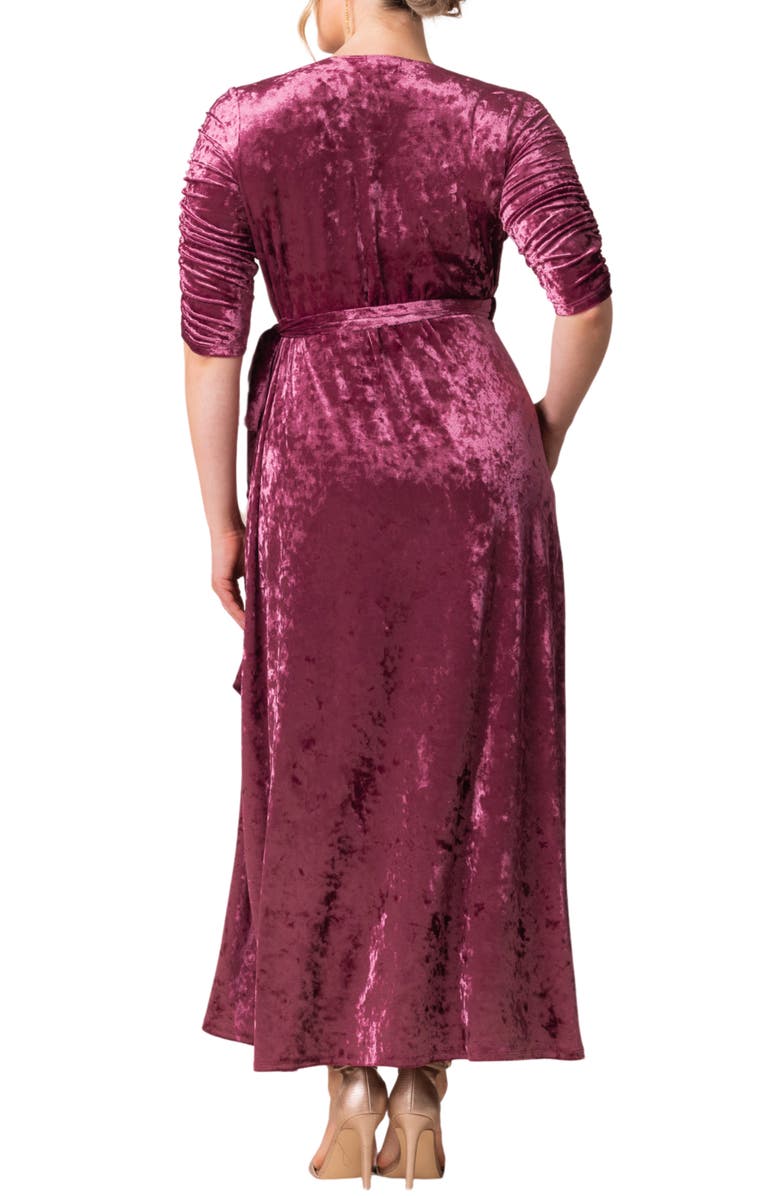 Kiyonna Cara Crushed Velvet Wrap Gown, Alternate, color, Sugar Plum