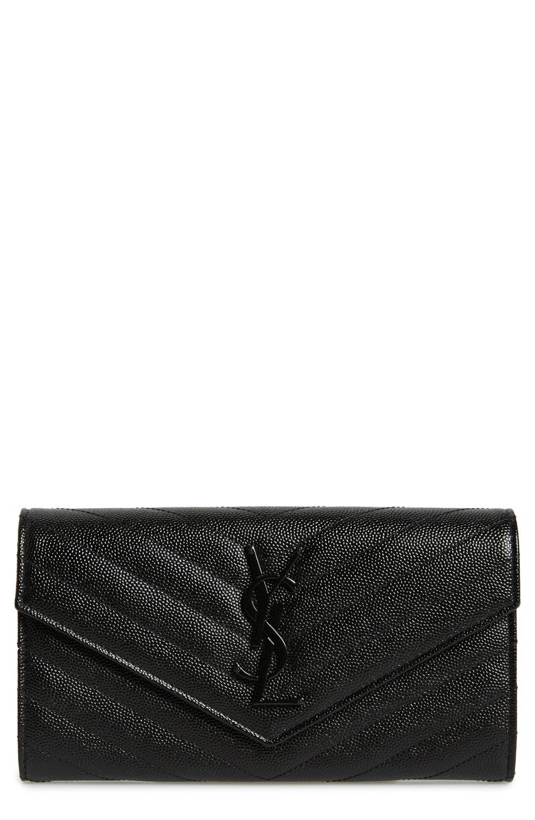 Saint Laurent Monogram Quilted Leather Wallet, Main, color,