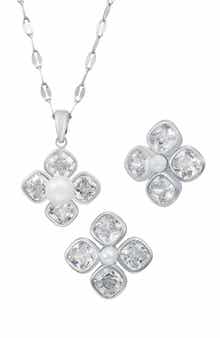 2-Piece Cultured Pearl & Cubic Zirconia Jewelry Set