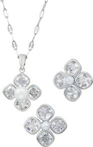 SAVVY CIE JEWELS 2-Piece Cultured Pearl & Cubic Zirconia Jewelry Set