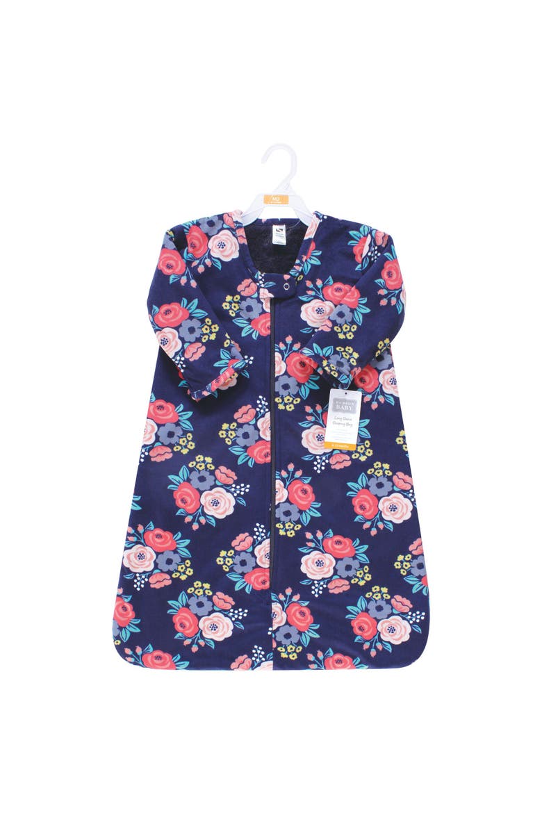Cozy Long-Sleeve Faux Fur Sleep Sack, Alternate, color, Navy Bold Floral