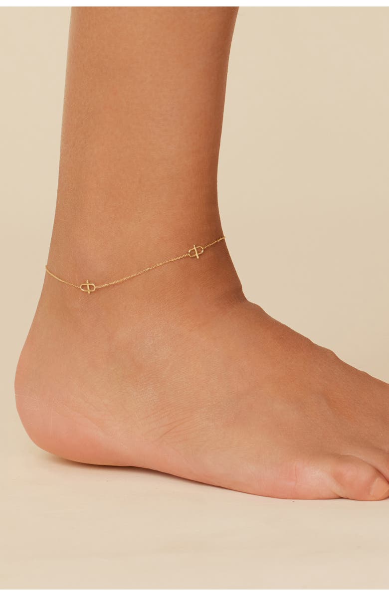 Oradina 14K Gold Harmony Station Anklet, Alternate, color, Yellow Gold