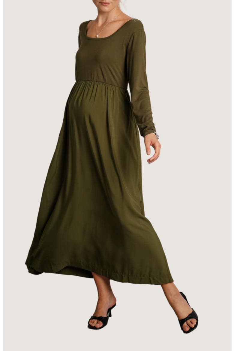 Maeve Maternity Long Sleeve Dress, Alternate, color, MOSS