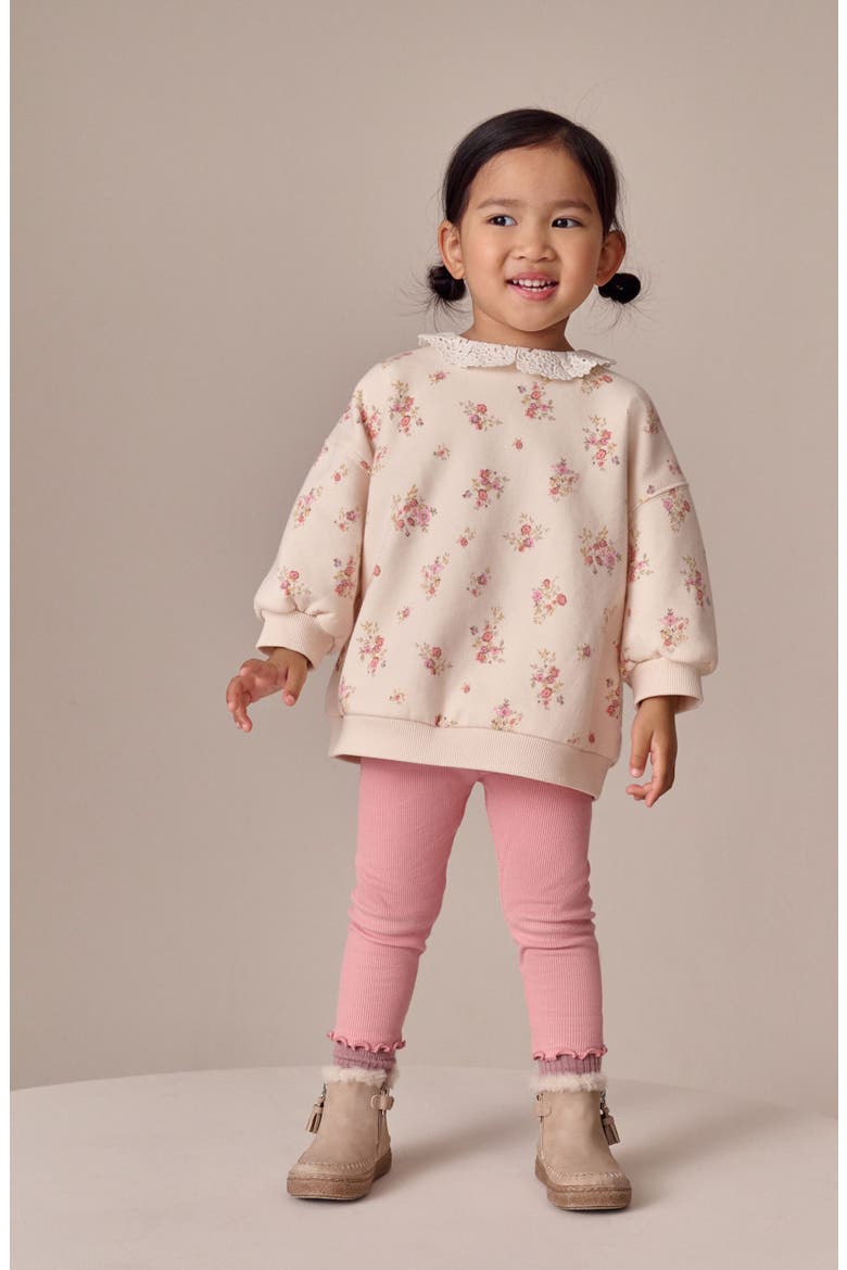 Kids' Floral Sweatshirt & Leggings Set, Alternate, color, PINK