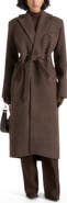Manière De Voir Jena Wide Shoulder Wool Coat with Cinch Belt