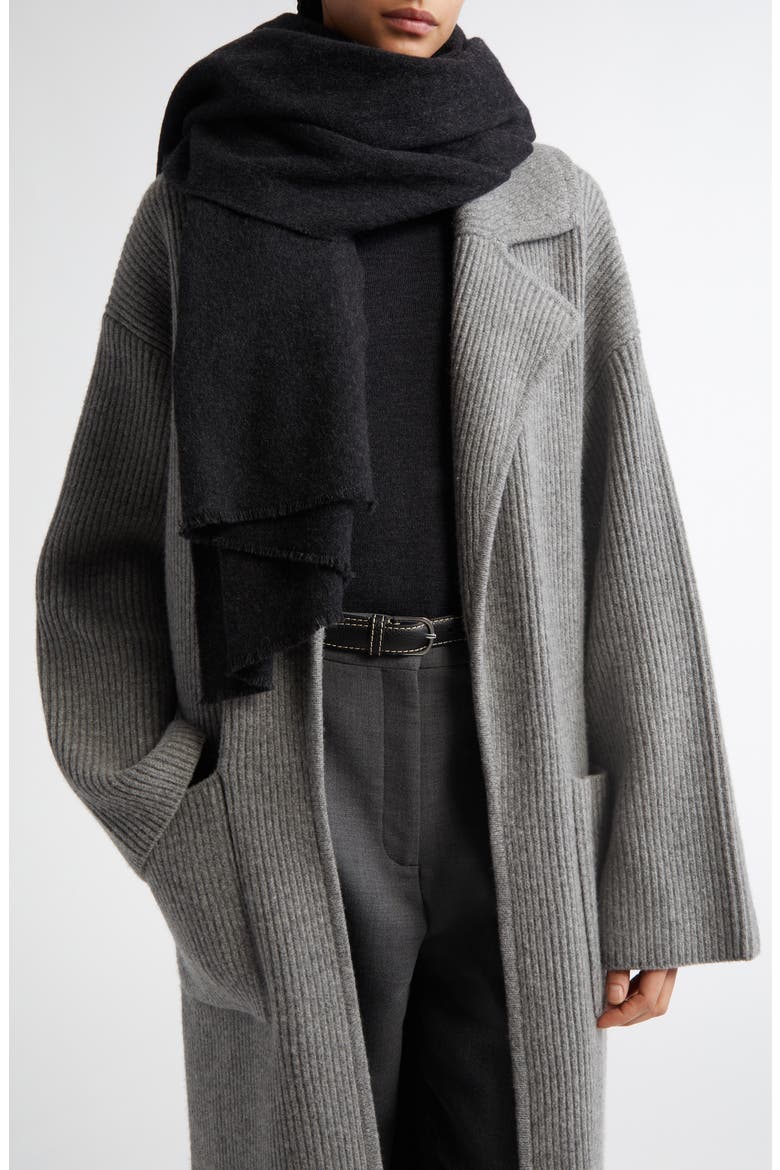 Classic Wide Virgin Wool Scarf, Alternate, color, DARK GREY MELANGE