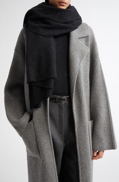 Totême Toteme Classic Wide Virgin Wool Scarf In Dark Grey Melange