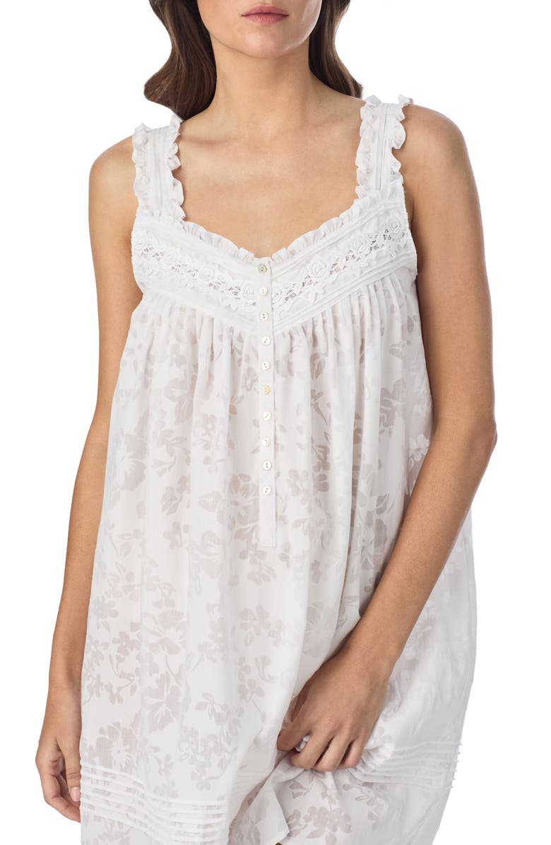 Eileen West Floral Sleeveless Cotton Blend Chemise, Alternate, color,