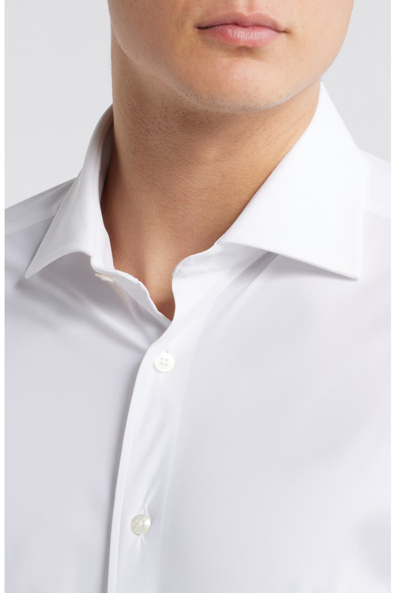 Piccadilly Solid Knit Nylon Blend Dress Shirt, Alternate, color, WHITE