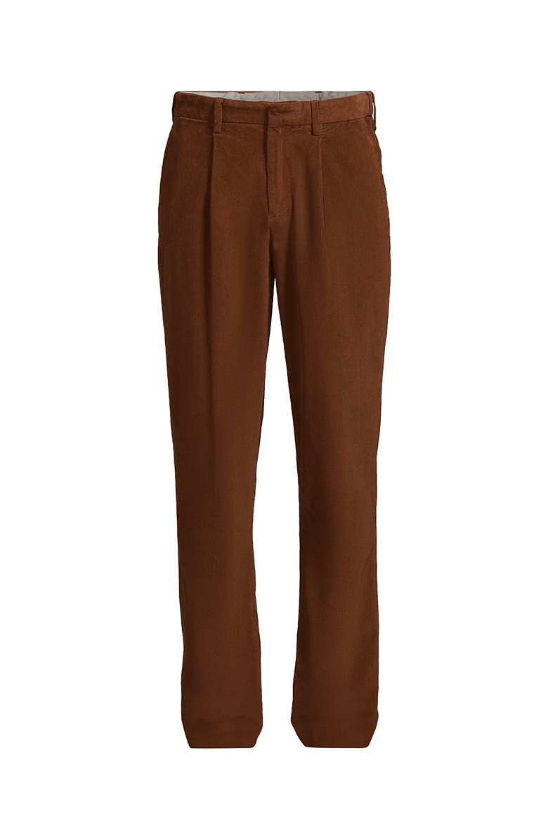 Lands' End Corduroy Comfort Waist Classic Fit Pleated Front Pant, Alternate, color, Rich Ginger Brown