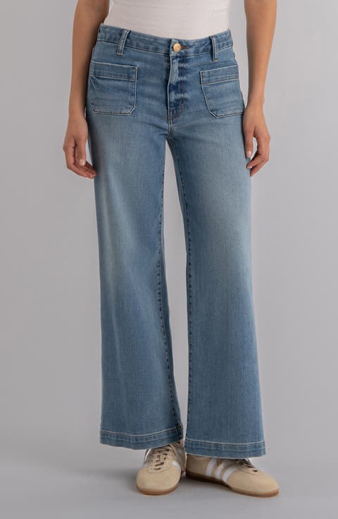 Meg Patch Pocket High Waist Ankle Wide Leg Jeans (Totally)