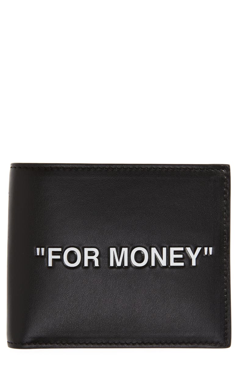 Off-White Quote Leather Bifold Wallet, Main, color, 