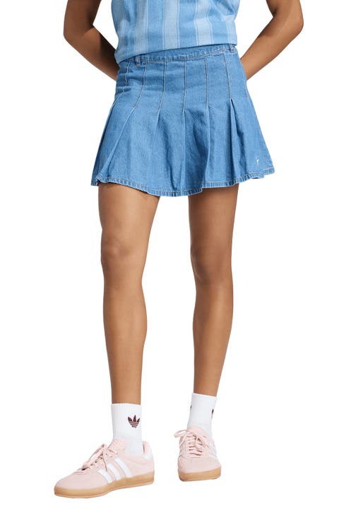 Pleated Denim Miniskirt