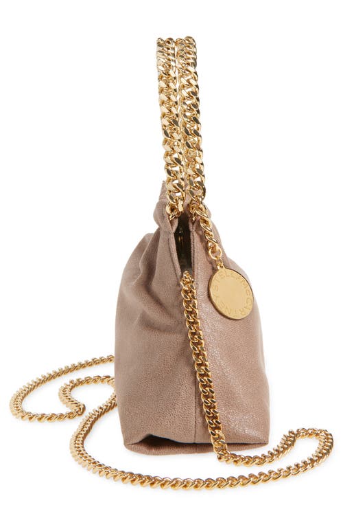 Stella Mccartney Mini Falabella Metallic Faux Leather Drawstring Crossbody Bag In Green