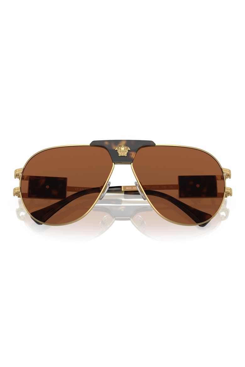 63mm Oversize Pilot Sunglasses, Alternate, color, DARK BROWN