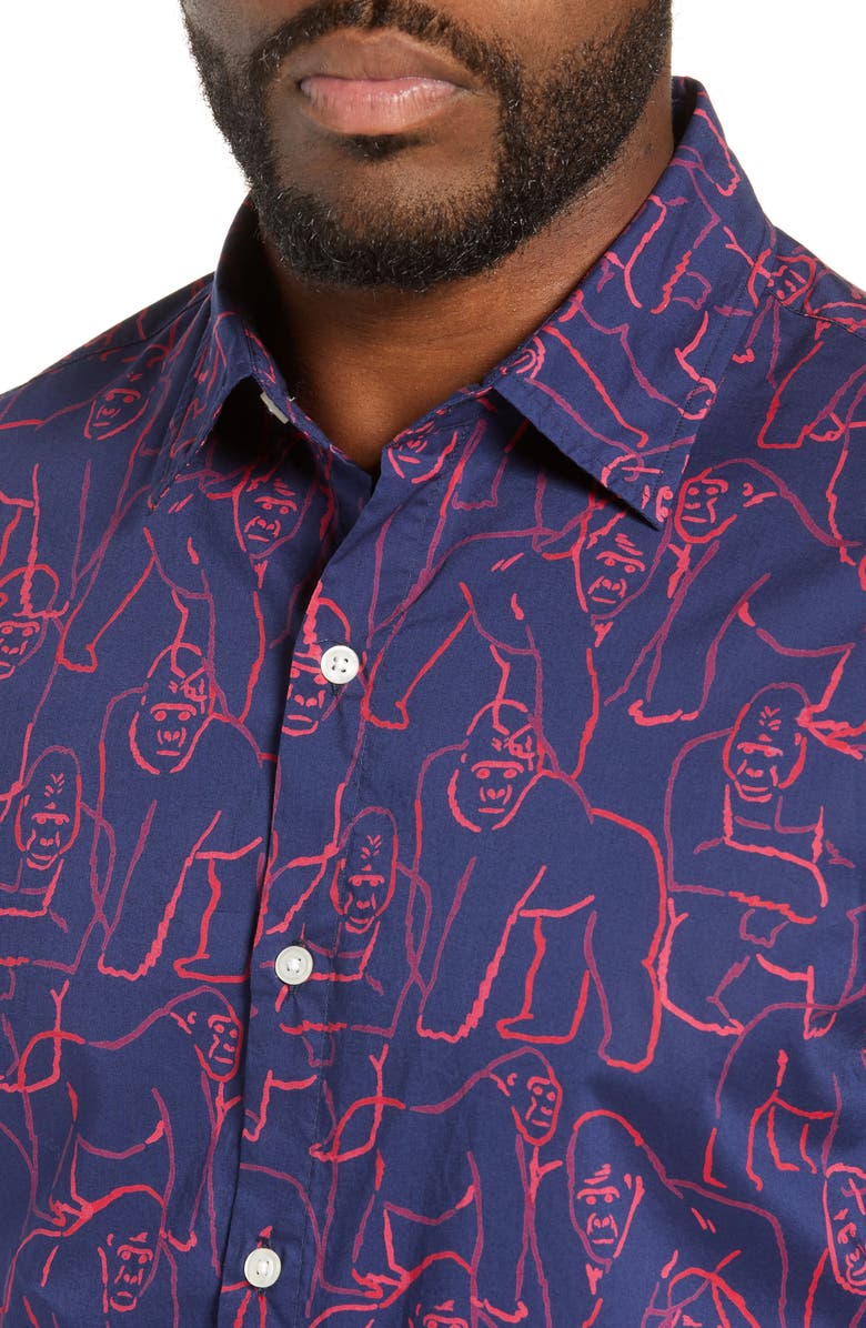 Bonobos Riviera Slim Fit Gorilla Print Sport Shirt, Alternate, color, 