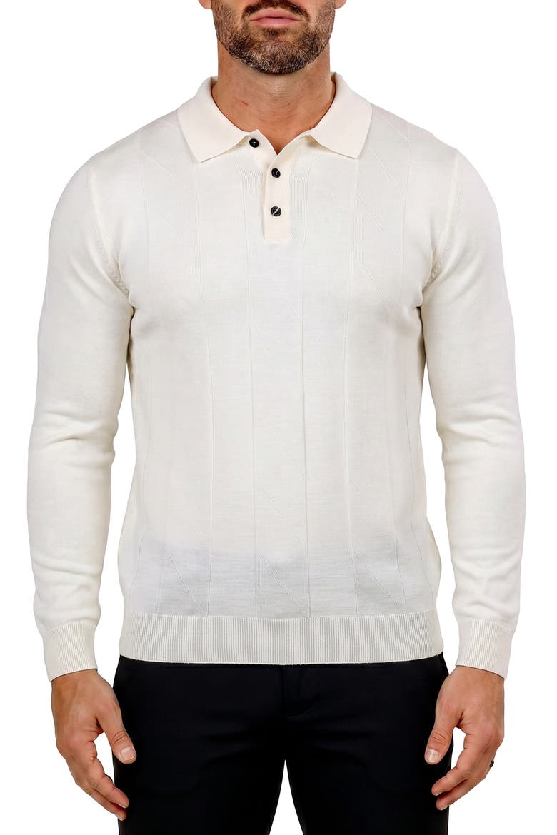 Unknown Eleven Merino Wool Polo Sweater, Main, color, WHITE