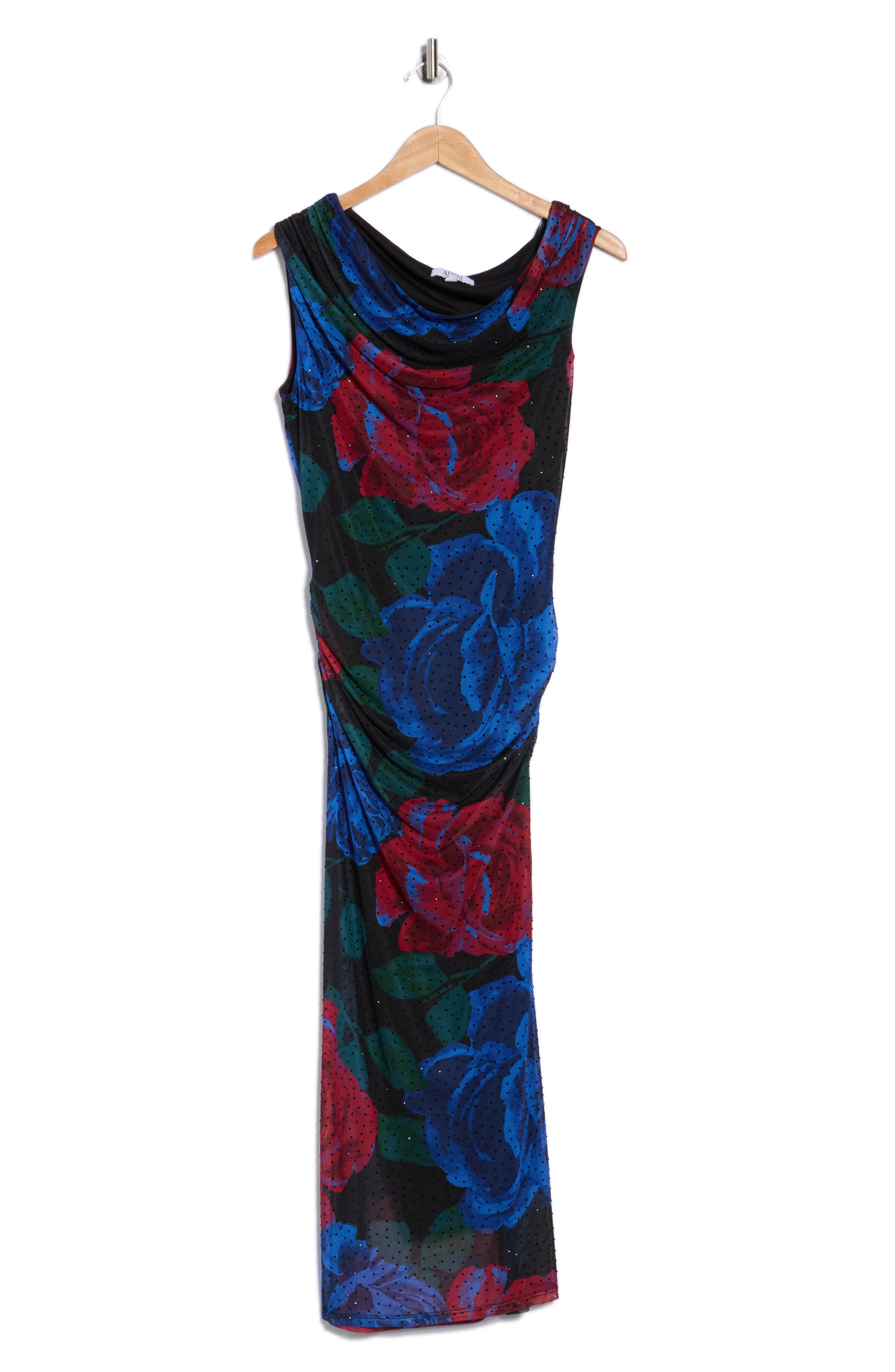 Aurelie Draped One-Shoulder Embellished Mesh Midi Dress