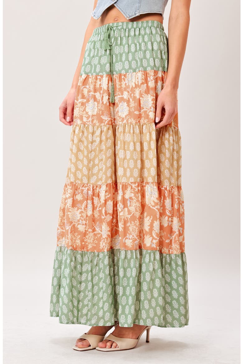Tiered Print Maxi Skirt, Alternate, color, MULTI COLOR