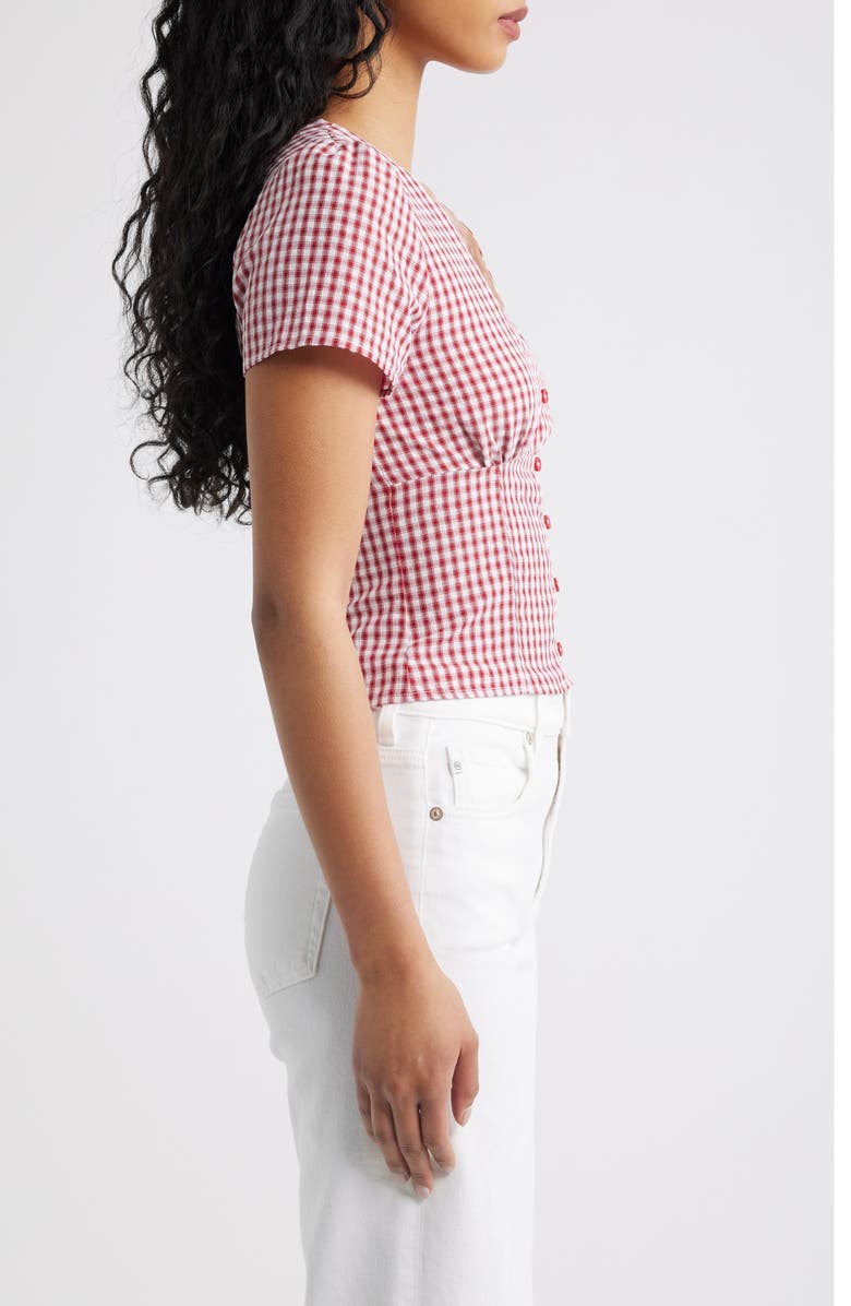 Princess Polly Isolda Gingham Button-Up Top, Alternate, color, Red Gingham