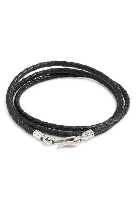 Men's Euro Braided Leather Triple Wrap Bracelet