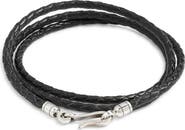 Caputo & Co. Men's Euro Braided Leather Triple Wrap Bracelet