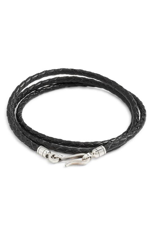 Caputo & Co Euro Braided Leather Triple Wrap Bracelet In Black