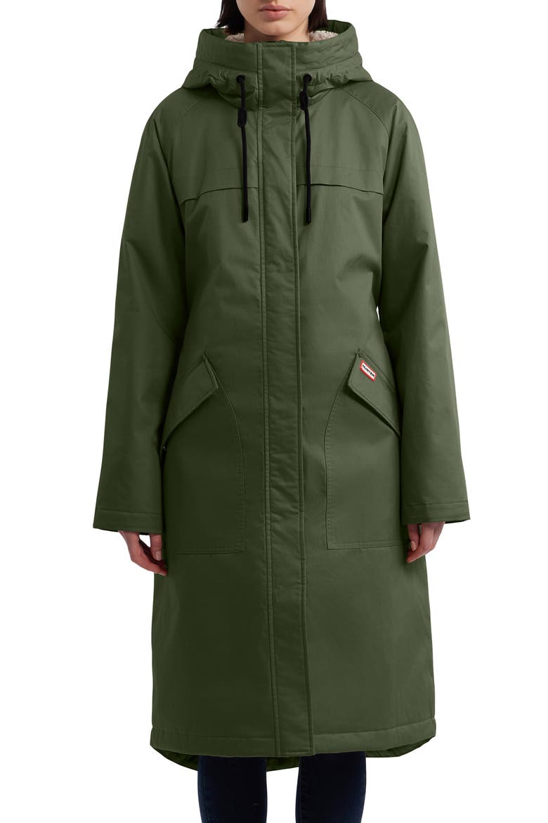 Jane Hooded Water Repellent Coat, Main, color, HUNTER GREEN
