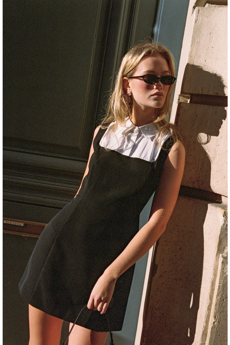 Echo Mixed Media Minidress, Alternate, color, BLACK-WHITE