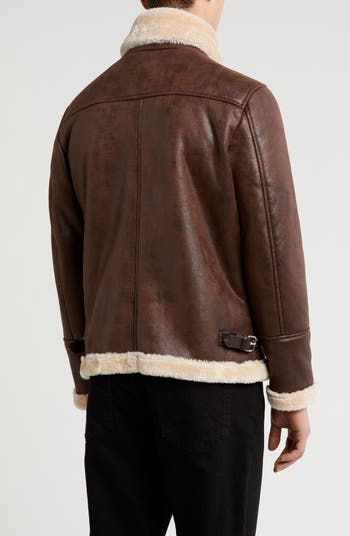 Faux Shearling Lined Bomber Jacket