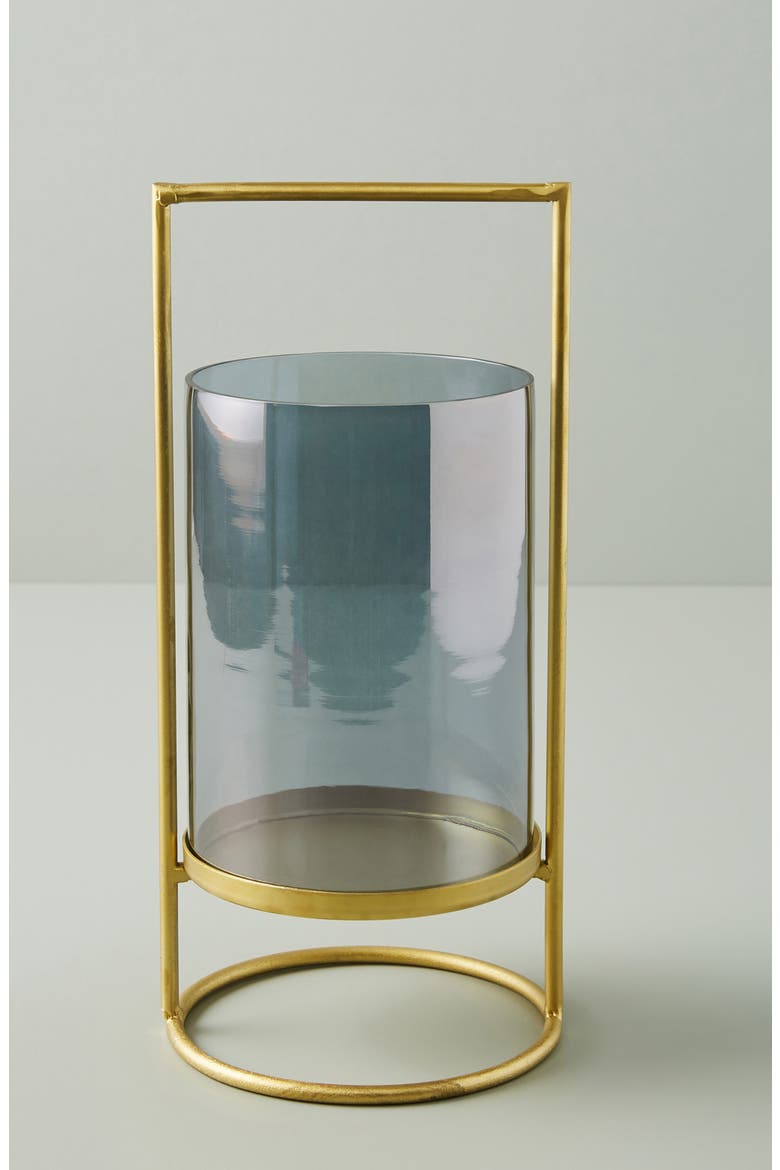Anthropologie Medium Geometric Hurricane Candleholder, Main, color, GREY