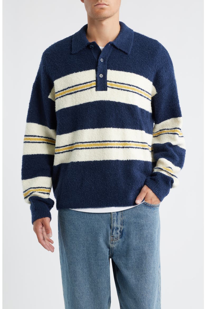 Stripe Oversize Polo Sweater, Main, color, NAVY CHAD STRIPE