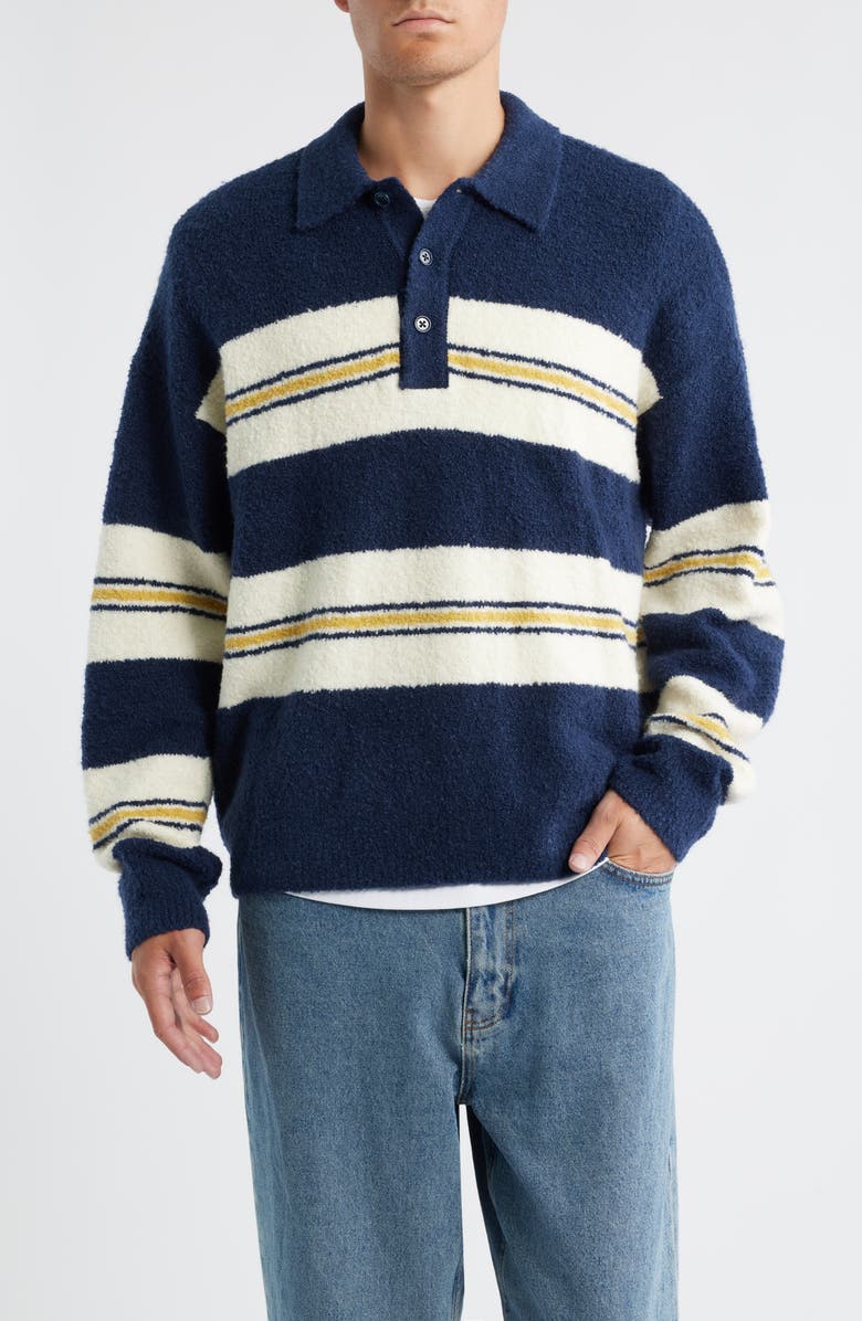 BP. Stripe Oversize Polo Sweater, Main, color, Navy Chad Stripe