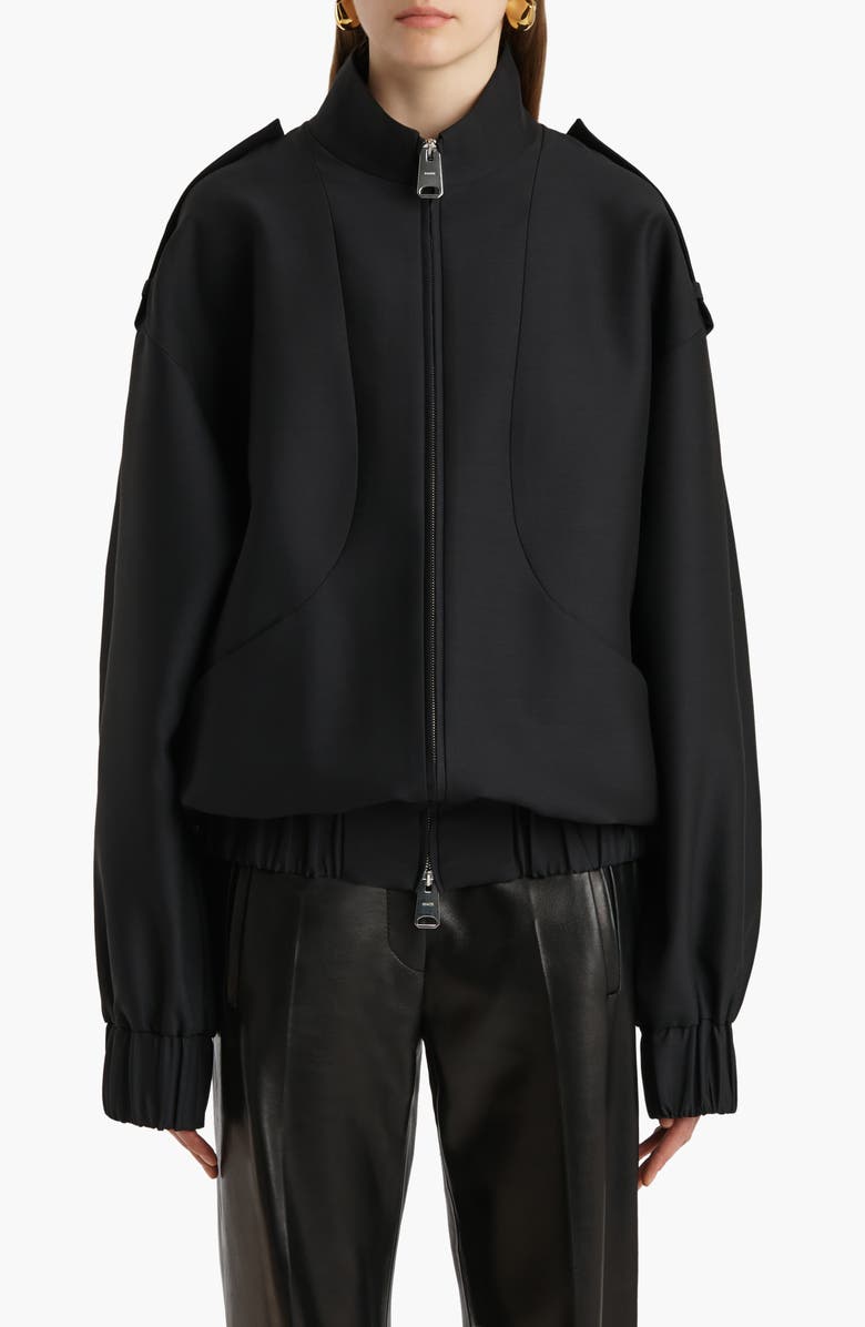 Khaite Sigi Wool & Silk Bomber Jacket, Alternate, color, Black