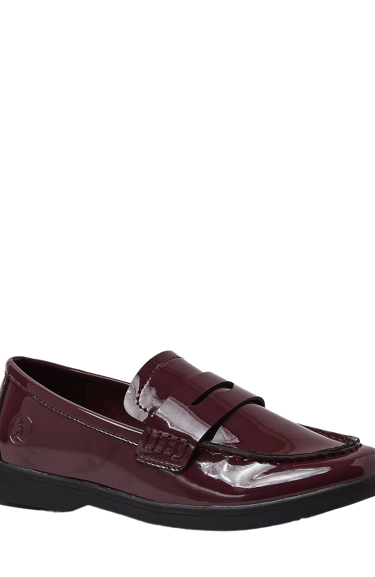 Kids Slip On Everyday Penny Loafer, Alternate, color, Royal Burgundy Patent