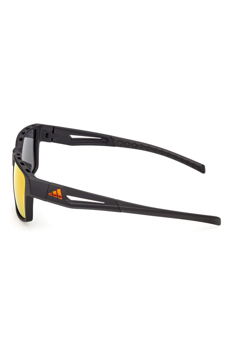 55mm Mirrored Rectangular Sunglasses, Alternate, color, MATTE BLACK / ROVIEX MIRROR