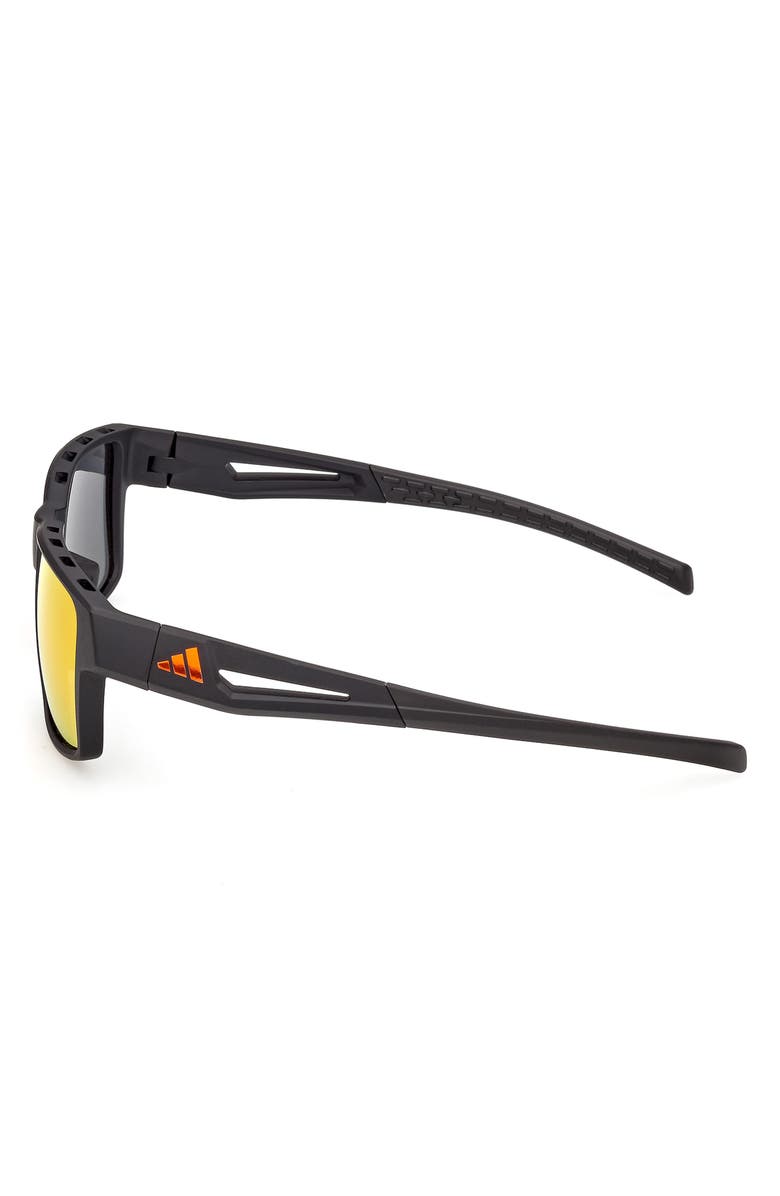 adidas 55mm Mirrored Rectangular Sunglasses, Alternate, color, Matte Black / Roviex Mirror